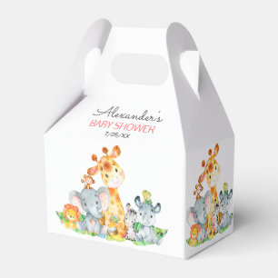 Watercolor Cute Safari Jungle Girl Baby Shower Favor Box