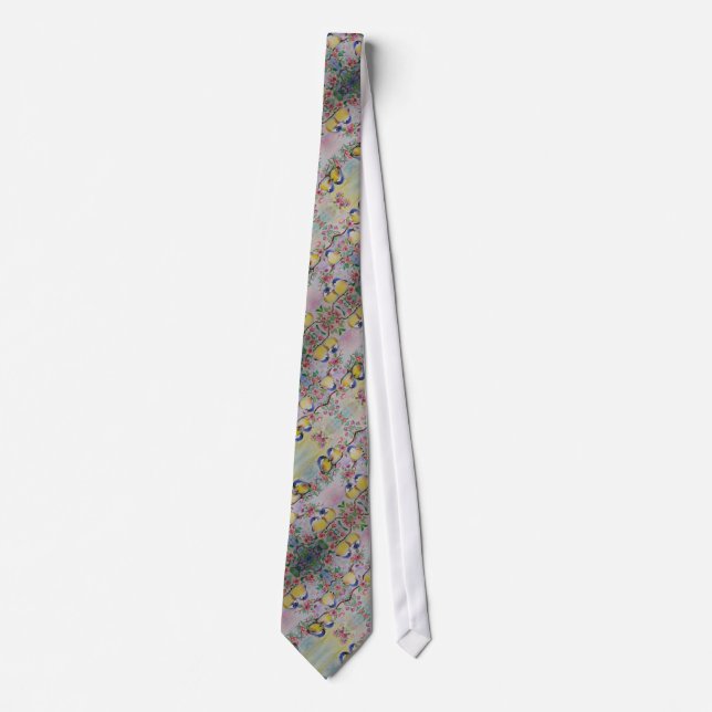 Watercolor - Cute Sparrows - Tie (Front)