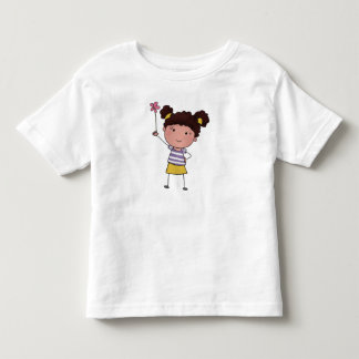 Watercolor Cute Stick Girl pink Flower Beautiful Toddler T-shirt
