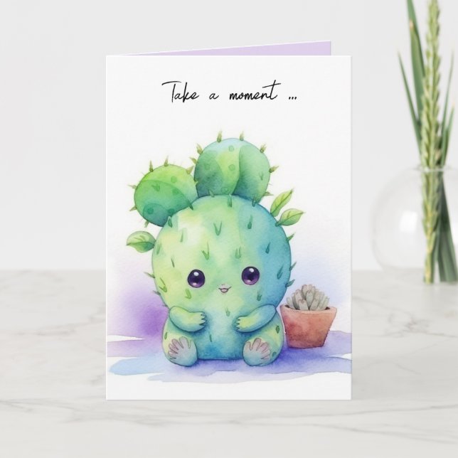 Watercolor Cute Succulent Card (Front)