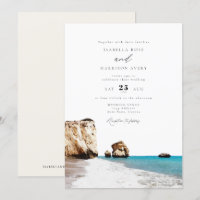 Watercolor Cyprus Aphrodite Beach Ocean Wedding