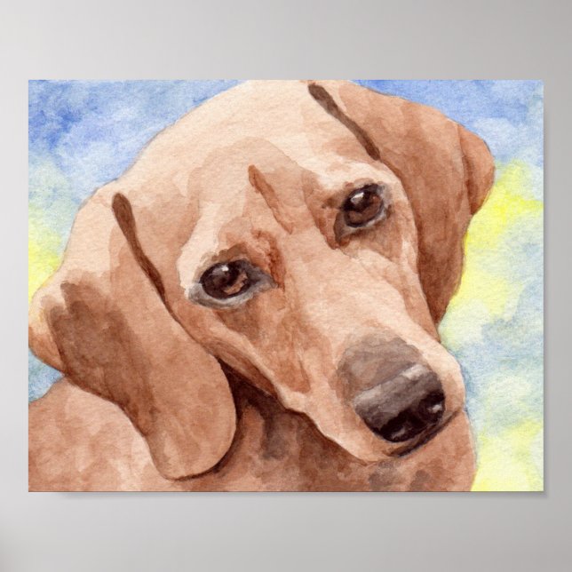 Watercolor Dachshund Art Print (Front)