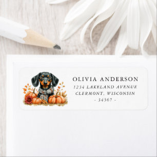 Watercolor Dachshund Autumn Return Address