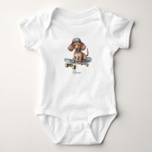 Watercolor Dachshund Baby Bodysuit