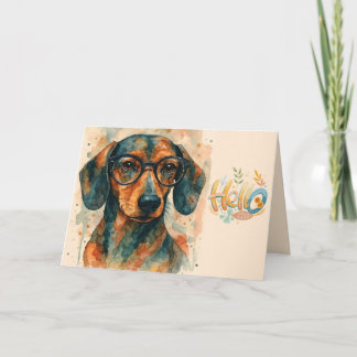 Watercolor Dachshund Hello Greeting Card
