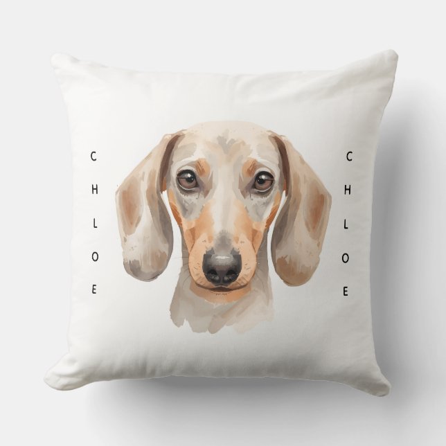 Watercolor Dachshund Pet Memorial Throw Pillow (Front)