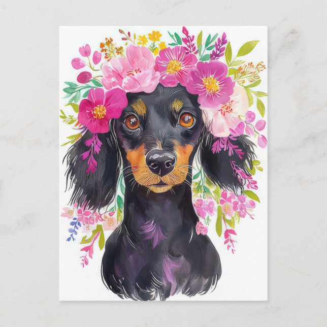 Watercolor Dachshund Postcard  (Front)