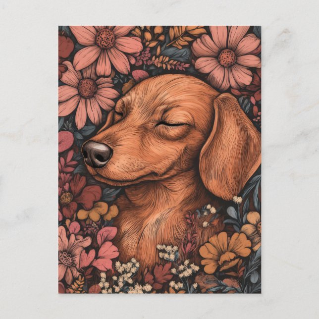 Watercolor Dachshund Postcard  (Front)