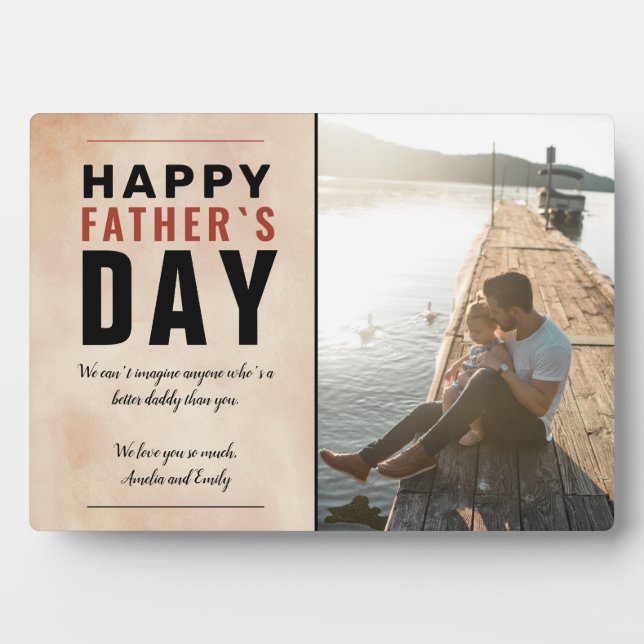 Watercolor Daddy Happy Father`s Day Photo  Plaque (Front)