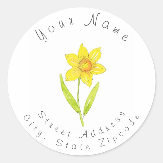 'Watercolor Daffodil 2' Address Label (Front)