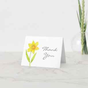 Watercolor Daffodil 2 Thank You Card