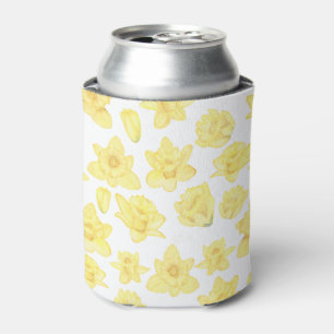 Watercolor Daffodil Ditzy Floral Can Cooler