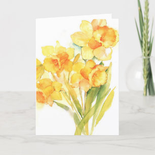 Watercolor daffodil flowers sympathy greeting card