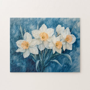 Watercolor Daffodil Painting Jigsaw Puzzle