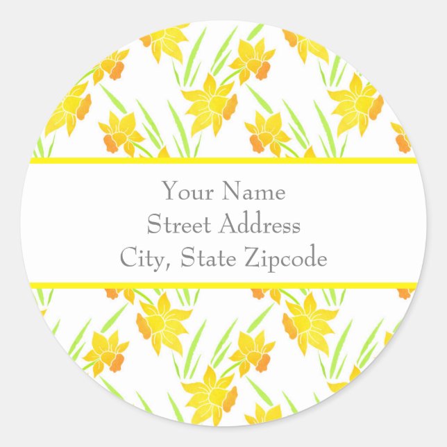 'Watercolor Daffodil Pattern' Labels (Front)