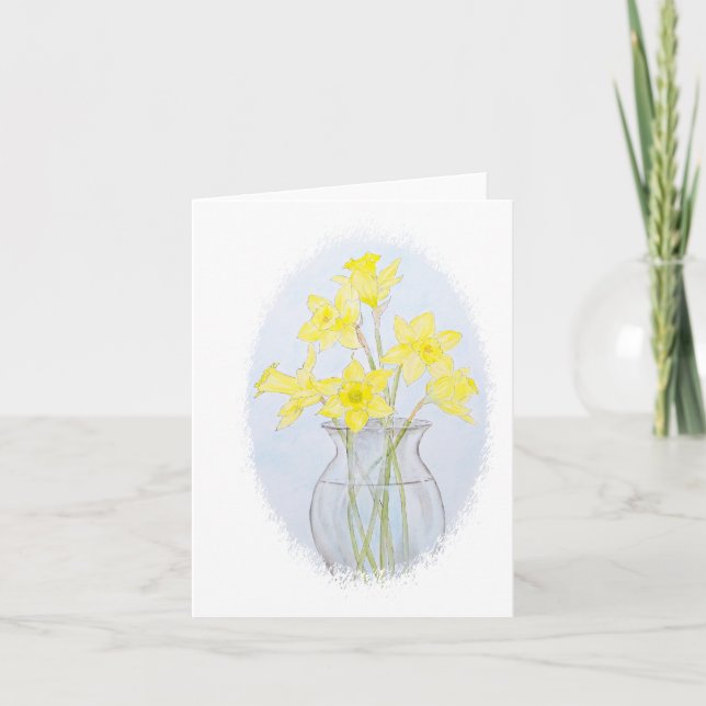 Watercolor Daffodils Note Card (Front)