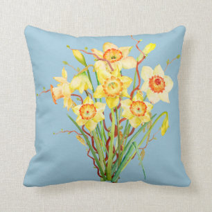 Watercolor Daffodils Pillow