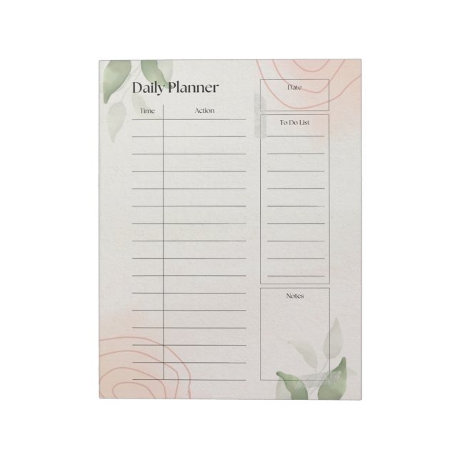 Watercolor Daily Plan Notepad (Rotated)