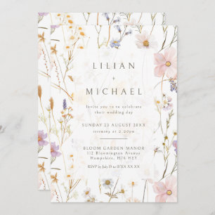 Watercolor Dainy Flowers Wedding Invitation