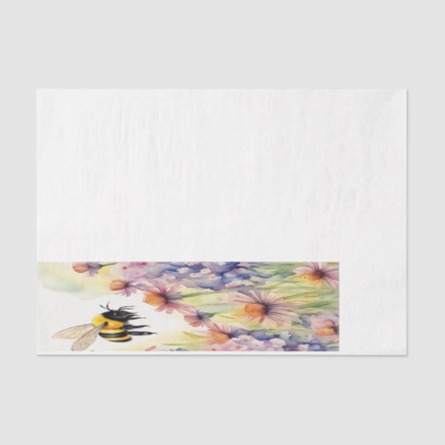 Watercolor Dairy Cow with Flowers Decoupage  Tissue Paper (Front)