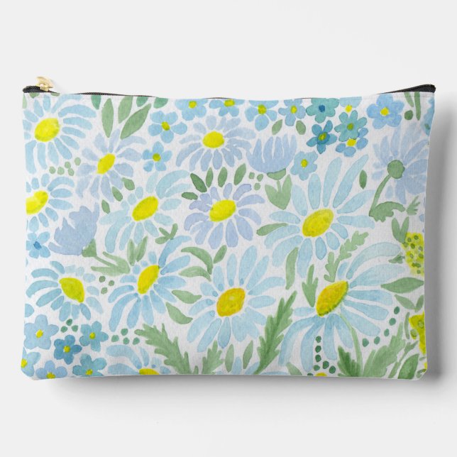 Watercolor daisies accessory pouch (Front)