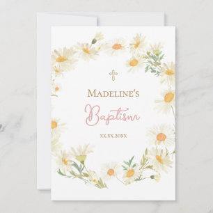  watercolor daisies Baptism Invitation