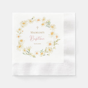 watercolor daisies Baptism Napkin