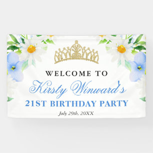 Watercolor Daisies Flowers Welcome Birthday Party Banner