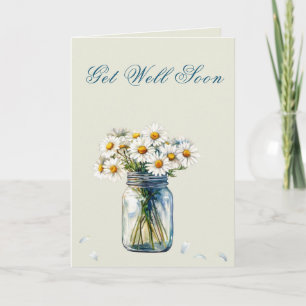Watercolor Daisies Get Well Soon Card with Poem