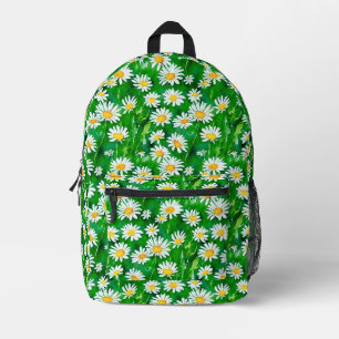 Watercolor Daisies in a Green Field Printed Backpack