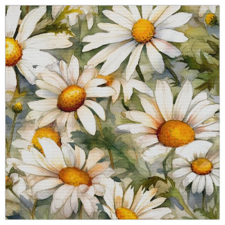Watercolor Daisies (Light) Fabric