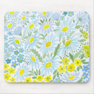 Watercolor daisies mouse pad