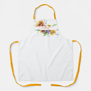 Watercolor daisies personalized   apron