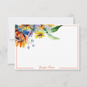 Watercolor daisies personalized card