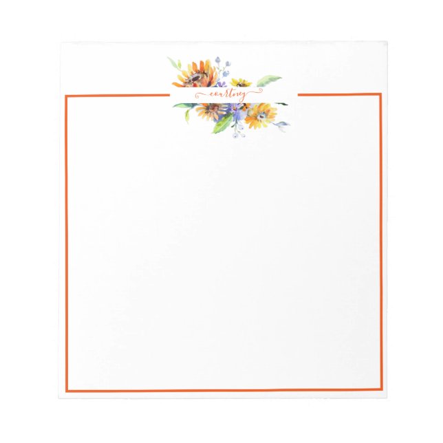 Watercolor daisies personalized   notepad (Front)