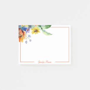 Watercolor daisies personalized post-it notes
