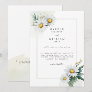 Watercolor daisies wedding invitation
