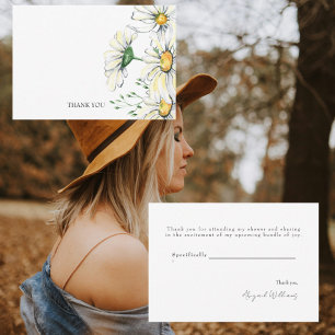 Watercolor Daisies Wedding Shower Thank You Card