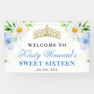 Watercolor Daisies Welcome Sweet Sixteen Banner
