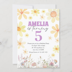 Watercolor Daisy Anniversaire Invitation N'importe