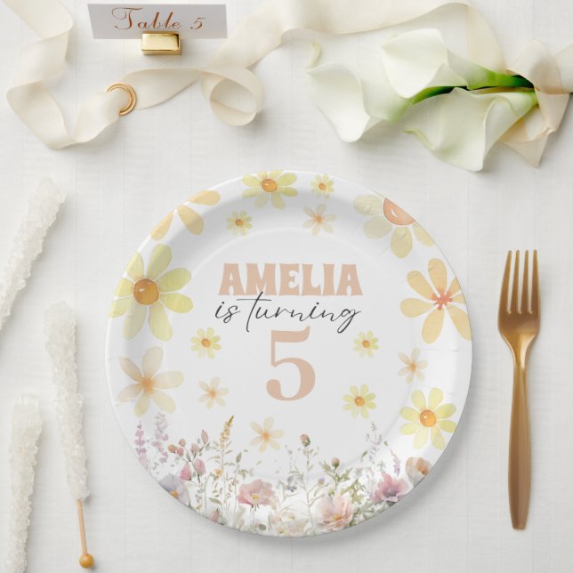 Watercolor Daisy Birthday Paper Plate (Wedding)