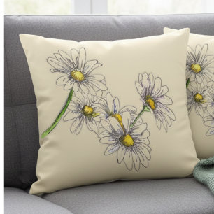 Watercolor Daisy Boho Family Christmas Gift Pillowcase