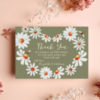 Watercolor Daisy & Bumblebee Baby Shower Thank You