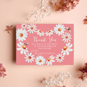 Watercolor Daisy & Bumblebee Baby Shower Thank You Card