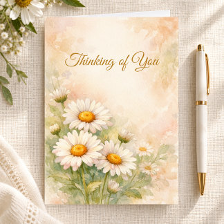 Watercolor Daisy Christian Thinking of You Custom Card
