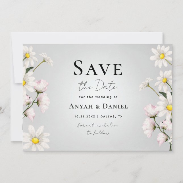 Watercolor Daisy Floral Delicate Spring Botanical  Invitation (Front)