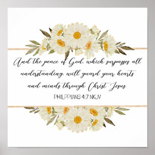 Watercolor Daisy Floral Scripture Poster