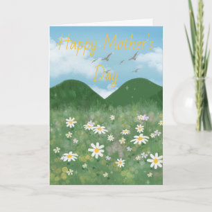 Watercolor daisy flower Happy Mother's Day Card
