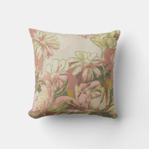 Watercolor Daisy Garden Spring Pastel  Throw Pillow