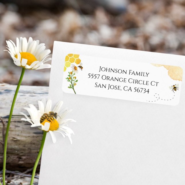 Watercolor Daisy Honey Bee Baby Shower Address (Creator Uploaded)